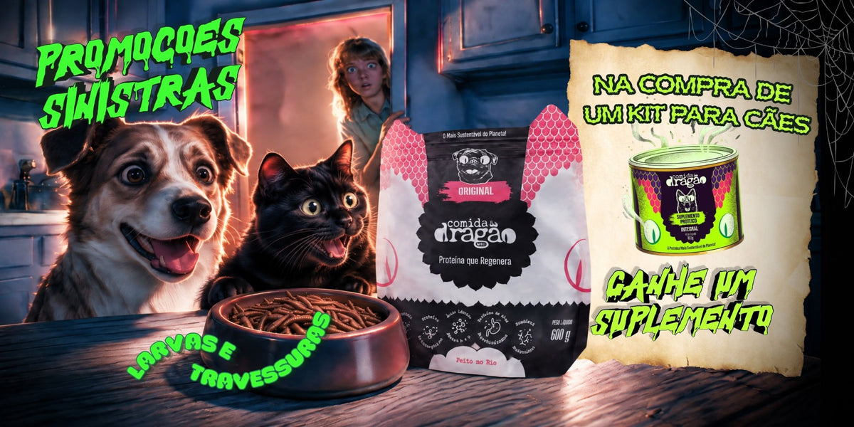 Promoções sinistras de Halloween: na compra de um kit para cães, ganhe um suplemento