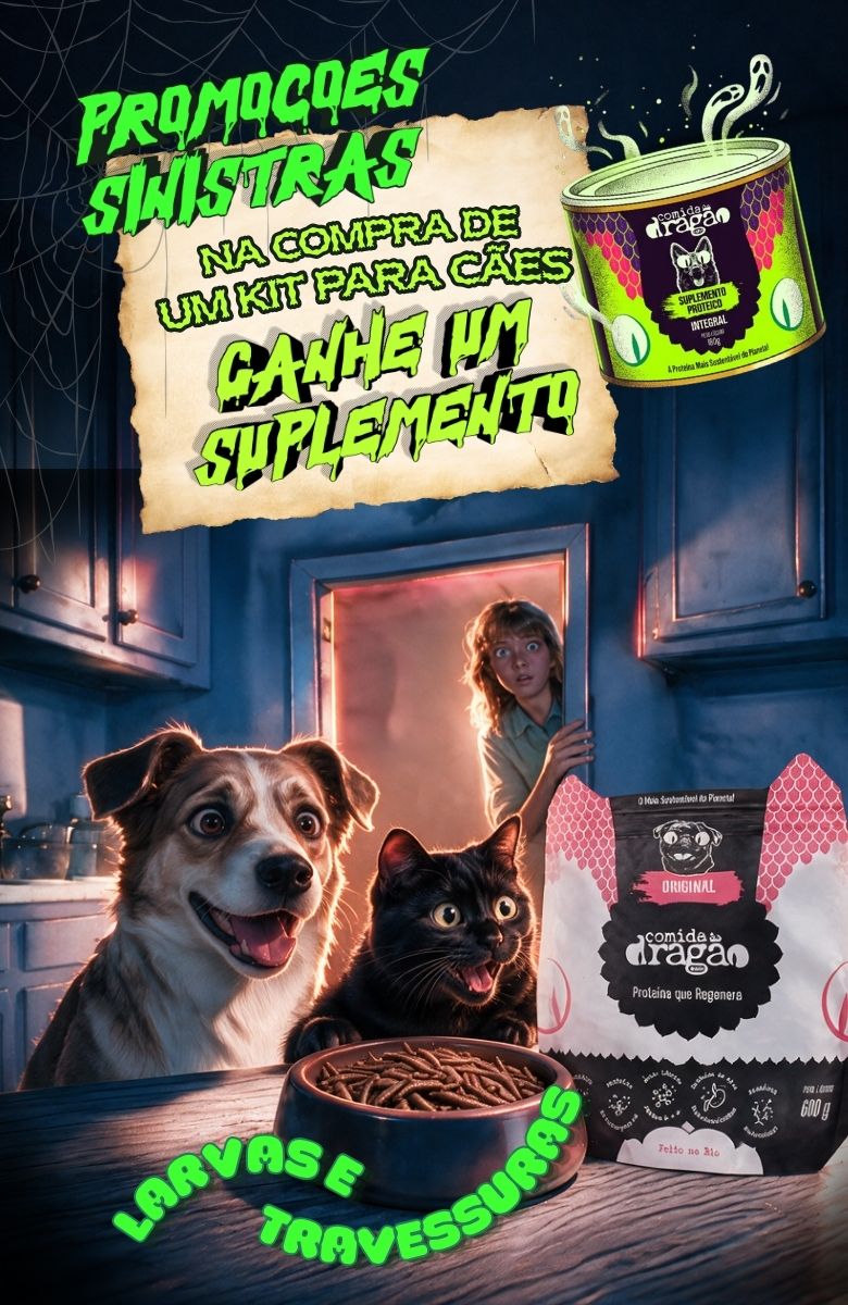 Promoções sinistras de Halloween: na compra de um kit para cães, ganhe um suplemento