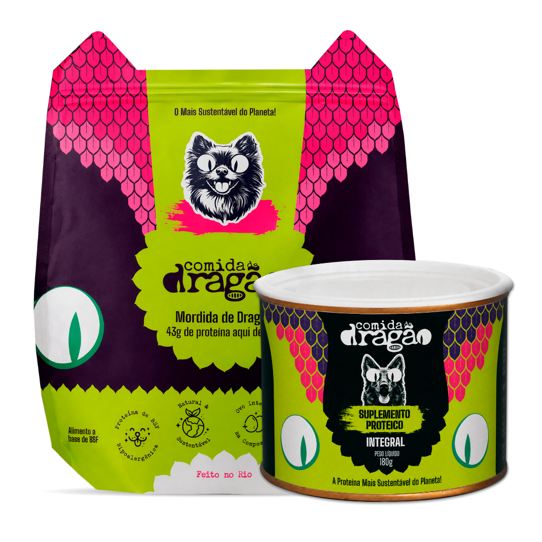 Kit Dog: Mordida de Dragão e lata de Suplemento Integral